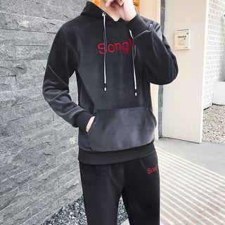 Set: Velvet Lettering Hoodie + Sweatpants