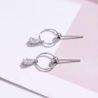 925 Sterling Silver Rhinestone Mini Hoop Dangle Earring