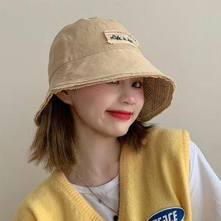 Reversible Plaid Letter Embroidered Bucket Hat