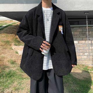 Applique Corduroy Oversized Blazer