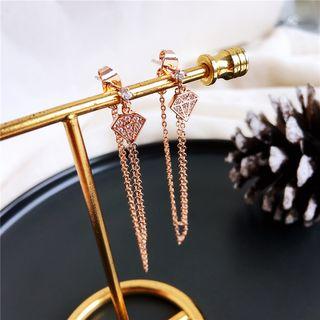 Alloy Rhinestone Chained Earring As Shown In Figure - One Size