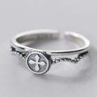 Cross Crown Sterling Silver Open Ring S925 Silver - Ring - Silver - One Size