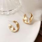 Crinkled Hoop Earring 1 Pair - S925 Silver Needle - Earring - Gold - One Size