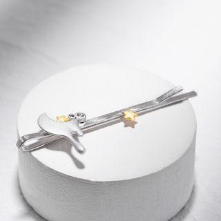 Drippy Moon Hair Pin Gold & Silver - One Size