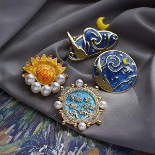 Alloy Star Night / Faux Pearl Sun / Tree Brooch