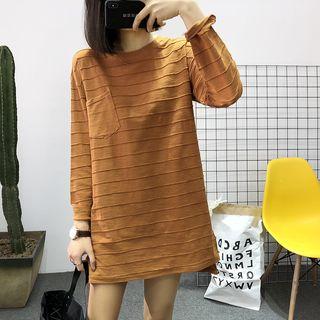 Long-sleeve Striped Mini T-shirt Dress