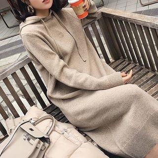 Midi Shift Knit Hoodie Dress