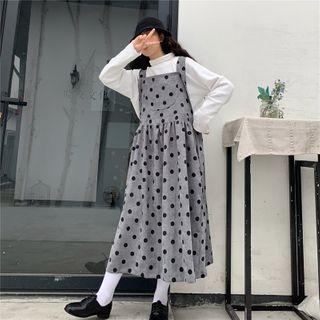 Sleeveless Corduroy Dotted Dress
