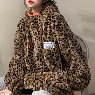 Leopard Print Oversized Hoodie