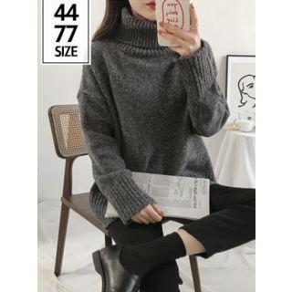 Turtle-neck Boxy-fit Knit Top