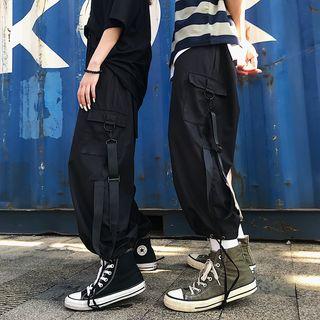 Plain Straight-leg Cargo Pants