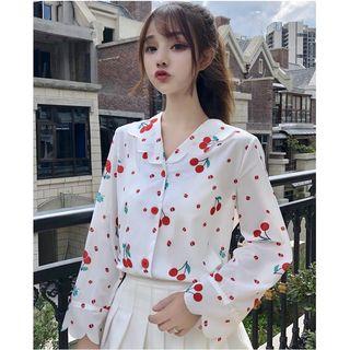 Cherry Print Blouse Cherry - White - One Size