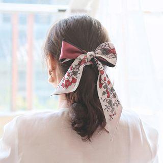 Floral Print Narrow Scarf / Hair Tie