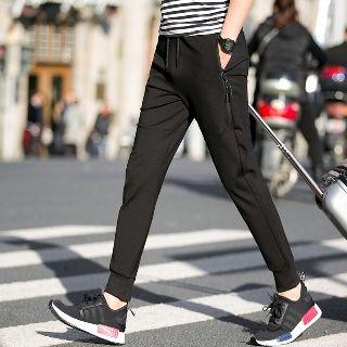 Slim-fit Drawstring Zipped-pocket Sweatpants