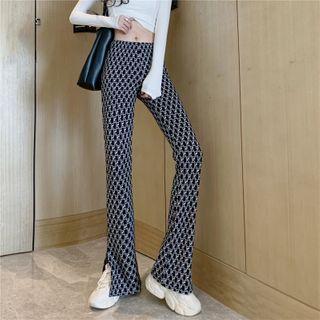 Pattern Boot Cut Pants Black & White - One Size