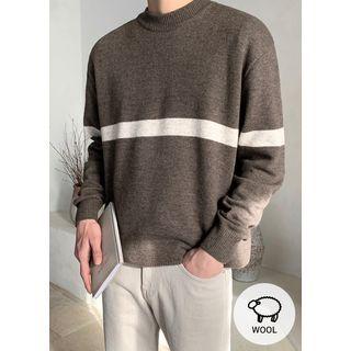 Contrast-trim Wool Blend Boxy Knit Top