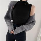 Mock-turtleneck Ribbed Knit Tank Top / Sweater