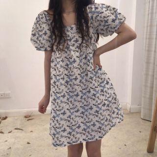 Butterfly Short-sleeve A-line Dress Butterfly - One Size