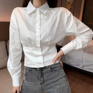Lace-up Back Crop Shirt