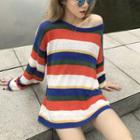 Long-sleeve Striped Sweater Stripe - Multicolor - One Size