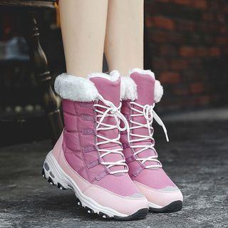Lace-up Fleece-lined Platform Short Snow Boots