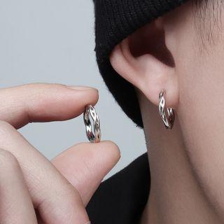 Helical Sterling Silver Hoop Earring