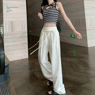 Asymmetrical Striped Tank Top / Wide Leg Pants