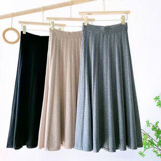 A-line Cable-knit Midi Skirt