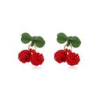 Cherry Stud Earring 1 Pair - 01 - Red & Green - One Size