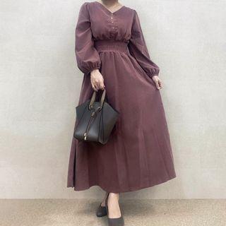 Puff-sleeve Midi A-line Skirt