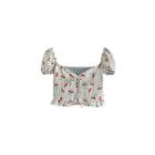 Short-sleeve Square-neck Cherry Top
