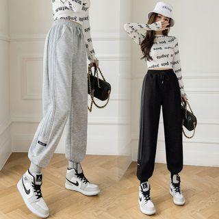 Drawstring Fleece-lined Harem Sweatpants