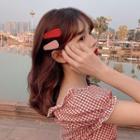 Set Of 2 : Plaid / Dotted Hair Clip