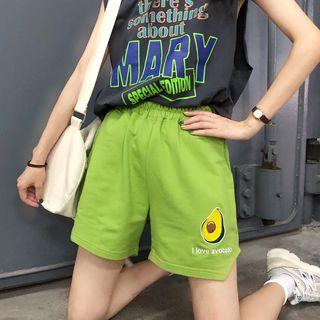 Band-waist Avocado Embroidered Shorts