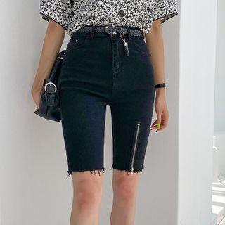 Zip-front Biker Shorts