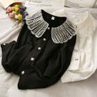 Lace-collar Button-down Top