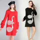 Long Sleeve Ruffle Embroidered Dress