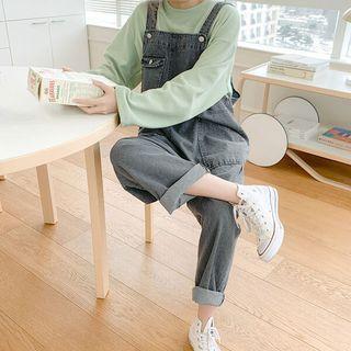 Wide-leg Denim Overall Pants