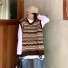 Patterned Sweater Vest / Long-sleeve T-shirt