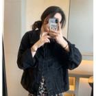 Pocket Detail Denim Jacket Dark Gray - One Size