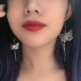 Alloy Butterfly Fringed Earring 1 Pair - D65a - Hook Earring - One Size