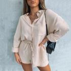 Oversized Plain Blouse + Shorts Set