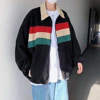 Striped Collared Zip Jacket