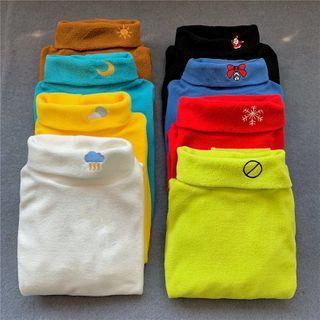 Mock Neck Embroidered Fleece Top