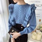 Ruffle Cable-knit Sweater