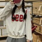 Number Embroidered Polo-neck Sweatshirt
