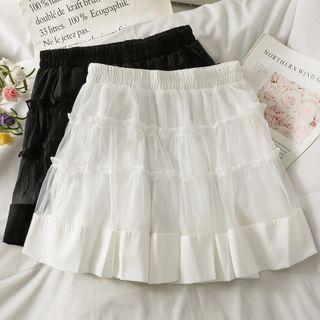Two-tone Ruffled Mini Skirt