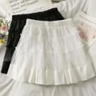 Two-tone Ruffled Mini Skirt