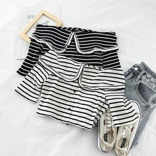 Striped Off-shoulder T-shirt