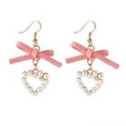 Faux Pearl Heart Earring 1 Pair - Pink - One Size